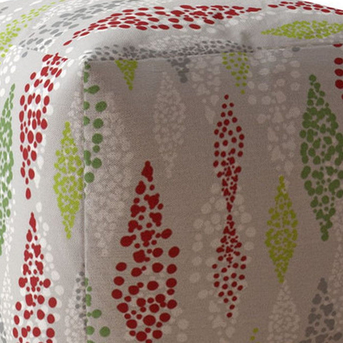 Cotton Polka Dots Pouf Ottoman - Ivory