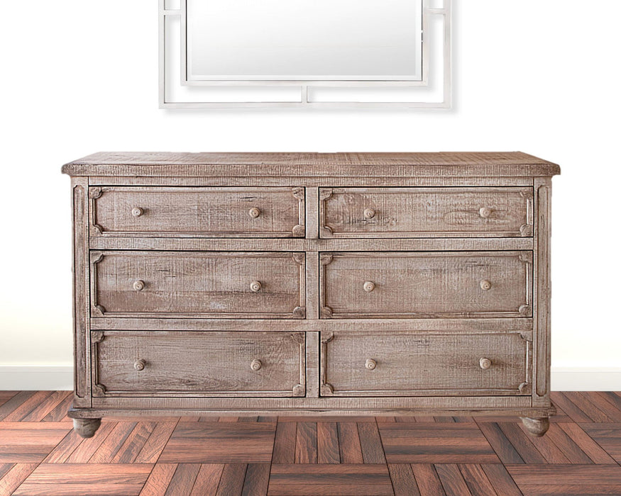 Solid 6 Drawer Double Dresser - Natural