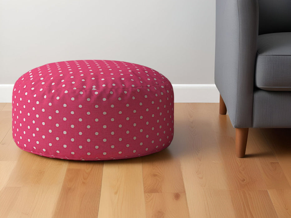 Cotton Round Polka Dots Pouf Ottoman - Pink