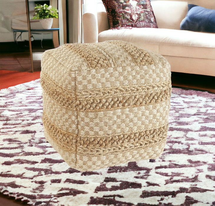 Jute Ottoman Square - Tan