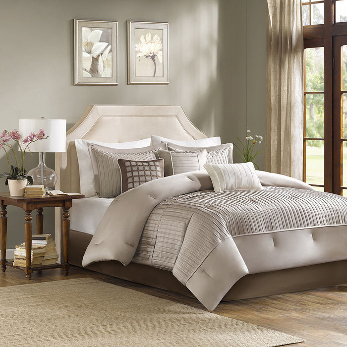 Trinity - King Piece Comforter (Set of 7) - Taupe