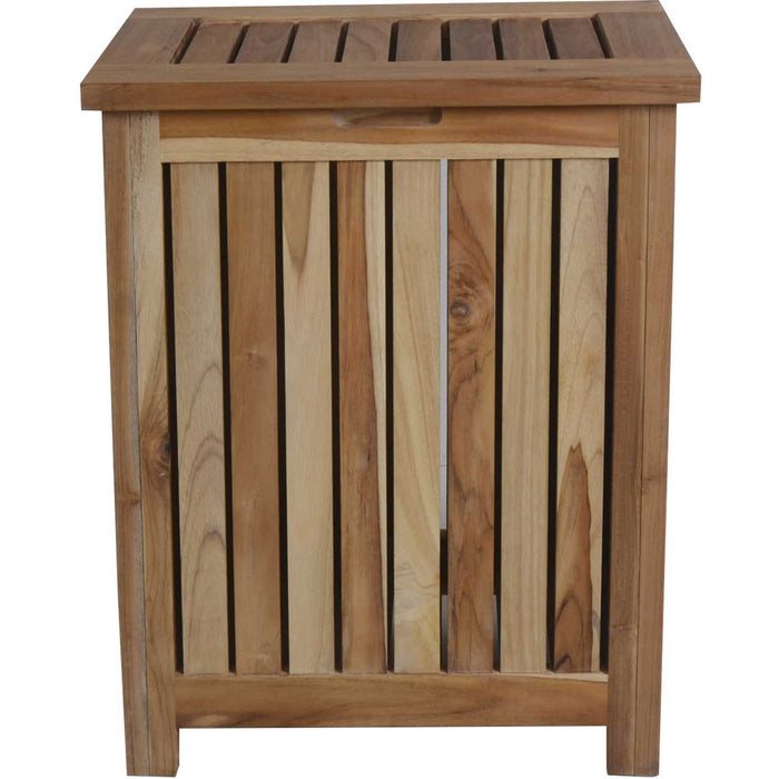 Compact Teak Laundy Storage With Removable Bag - Natural