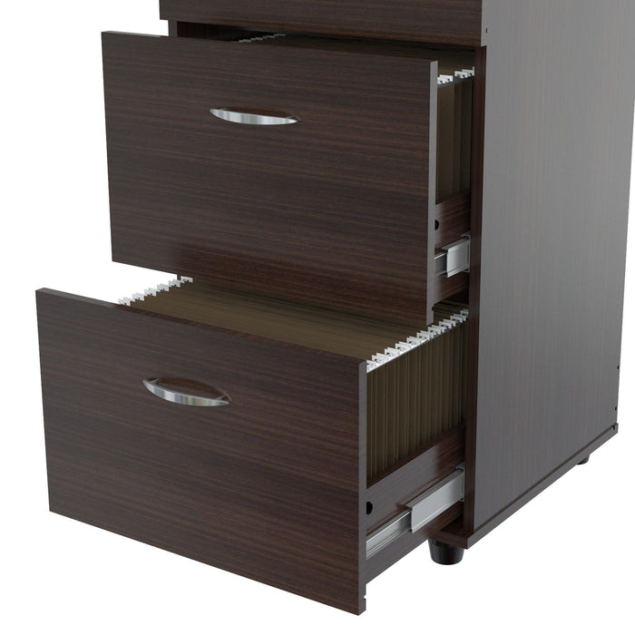 Wood Four Large Drawer Filing Cabinet - Espresso