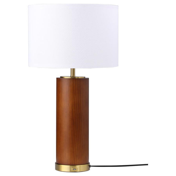 Aziel - Drum Shade Bedside Table Lamp - Cappuccino And Gold - Simple Home Plus