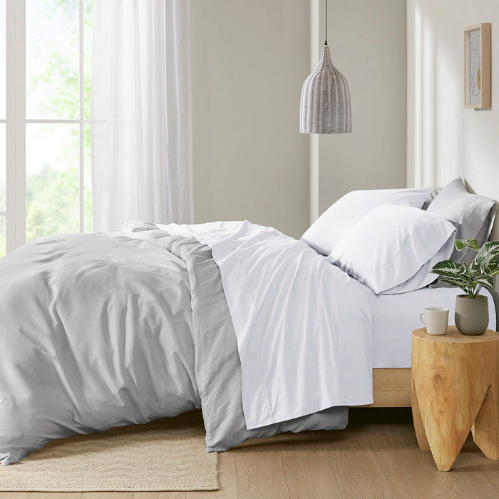 Queen Peached Percale Sheet Set - White