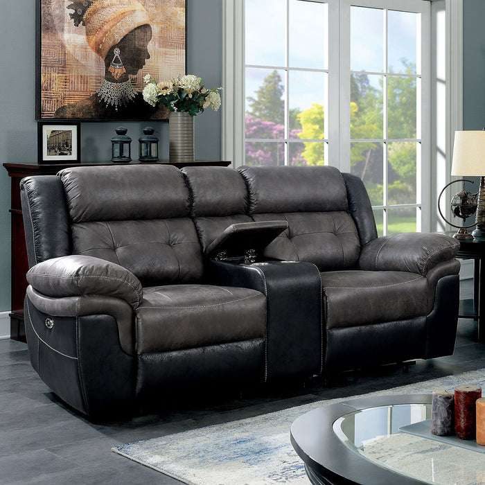 Brookdale - Power Motion Loveseat - Gray / Black - Simple Home Plus