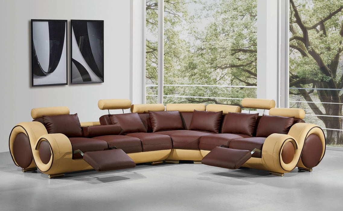 Leather And Wood Sectional Sofa - Bonded