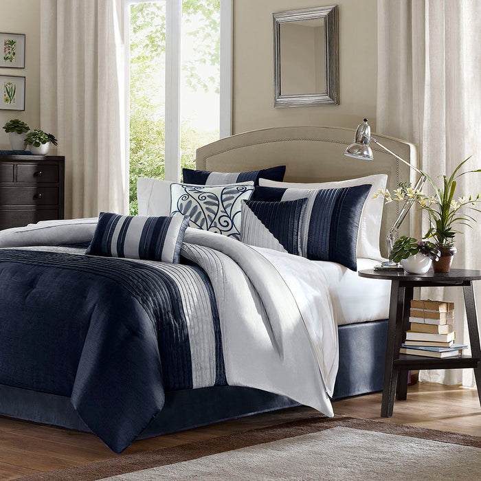 Amherst - California King Comforter (Set of 7) - Navy