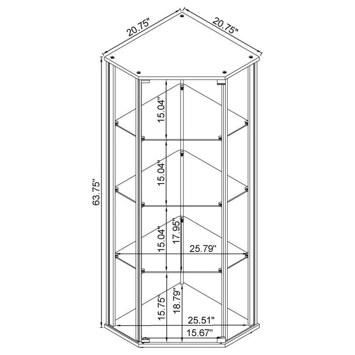 Zenobia - Glass Shelf Curio Cabinet - Clear And Black - Simple Home Plus