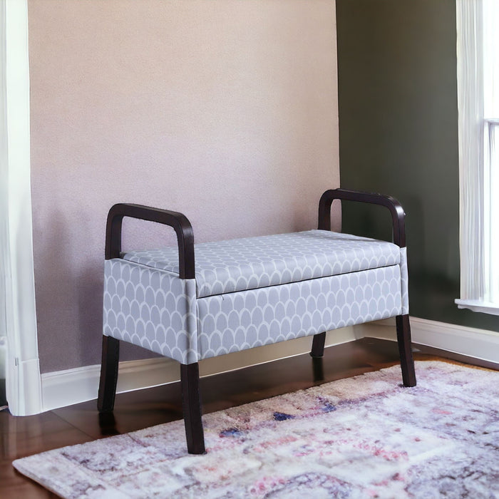 Upholstered Polyester Trellis Entryway Bench With Flip Top - Black / Gray