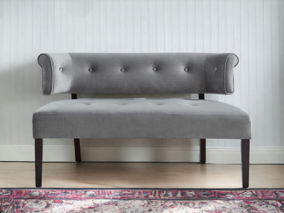 Upholstered Velvet Bench - Brown / Gray