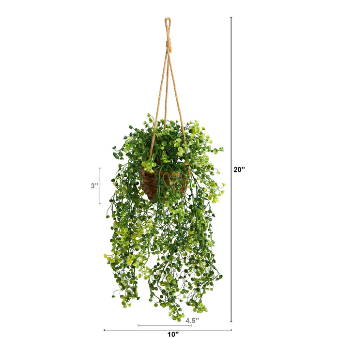 20" Baby Tear Artificial Plant in Hanging Basket