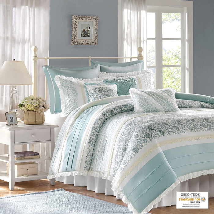 Dawn - California King 9 Piece Duvet Cover Set - Blue