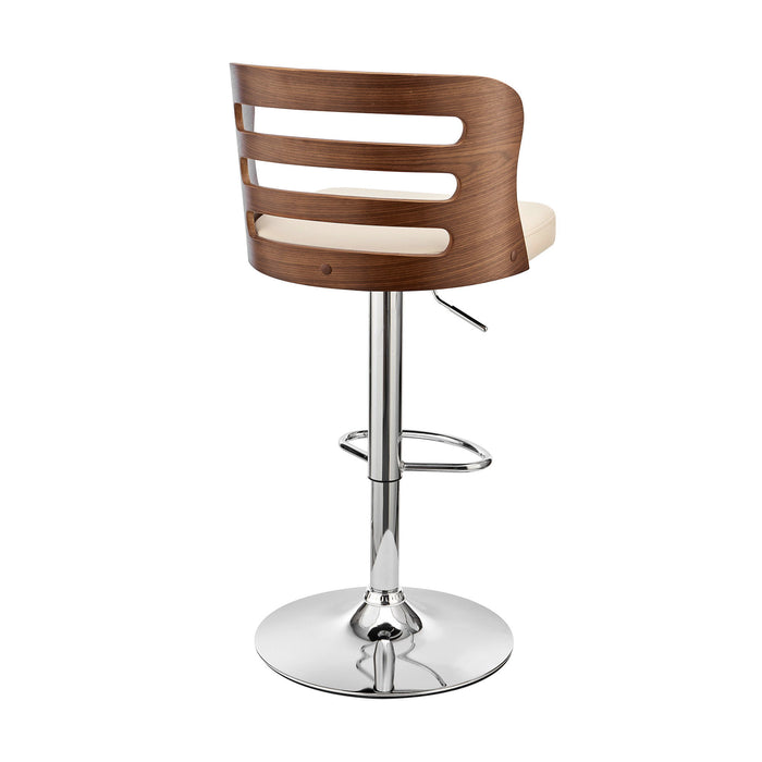 44" Swivel Adjustable Height Bar Chair - Cream / Silver