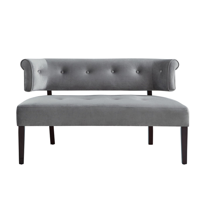 Upholstered Velvet Bench - Brown / Gray