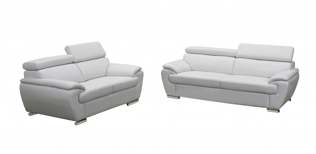 2 Piece Indoor Genuine Leather Five Person Seating Set - White