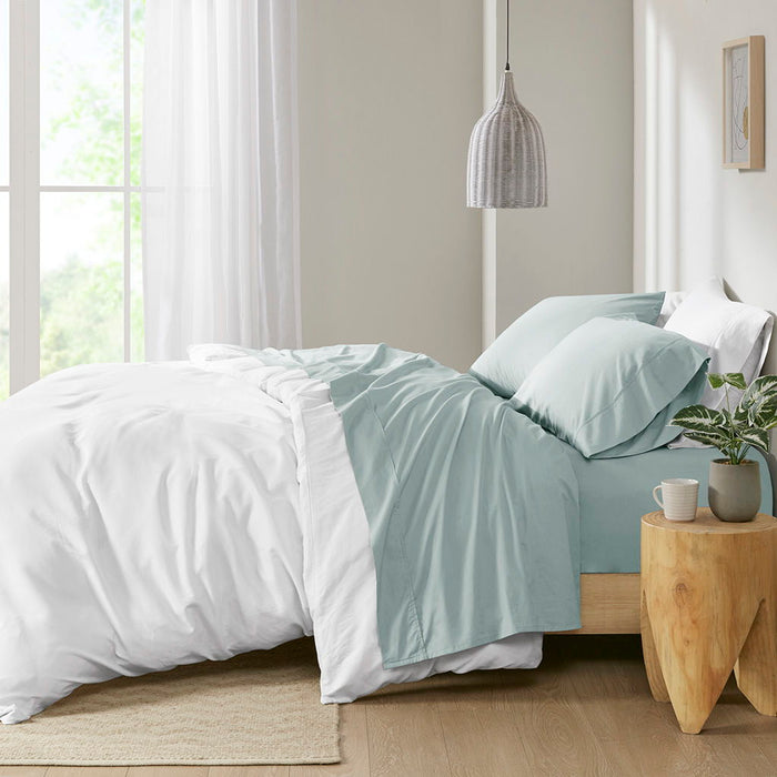 California King Peached Percale Sheet Set - Aqua