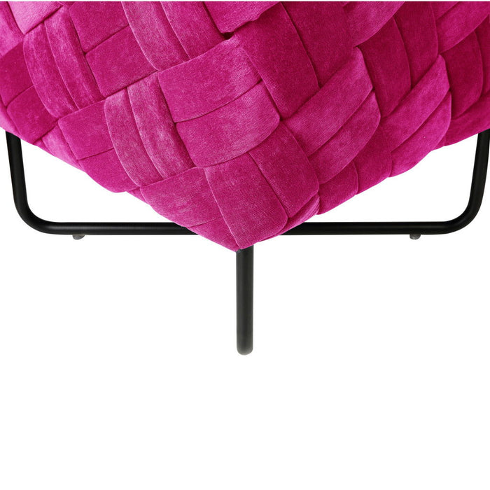 Velvet Cube Ottoman - Fuchsia / Black