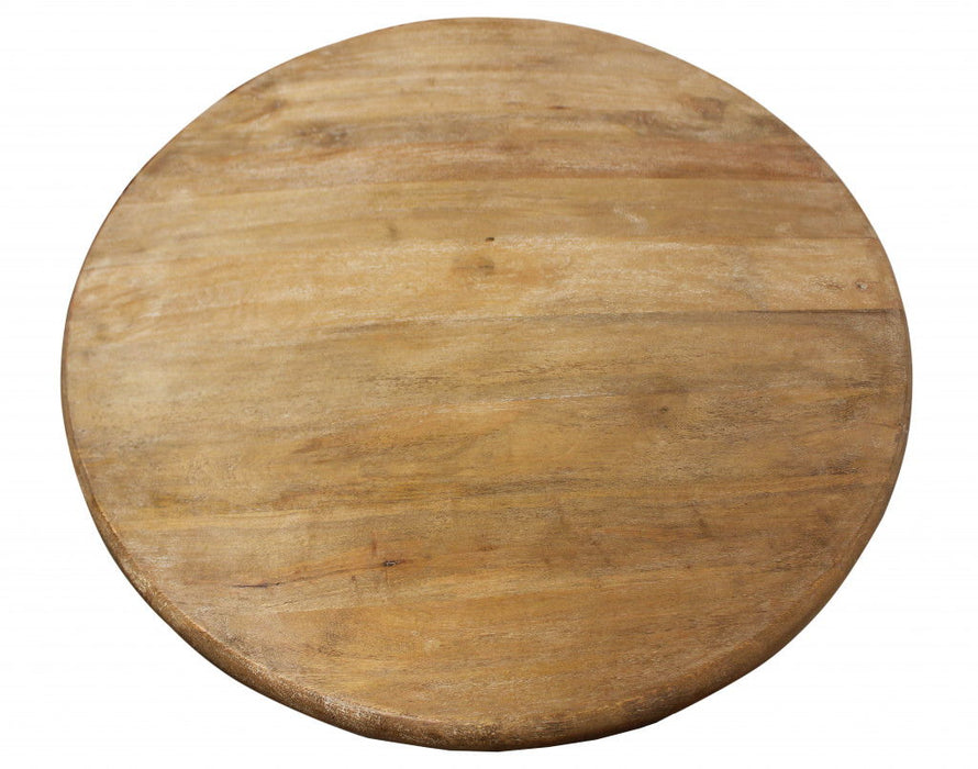 Rounded Solid Wood Pedestal Dining Table - Natural