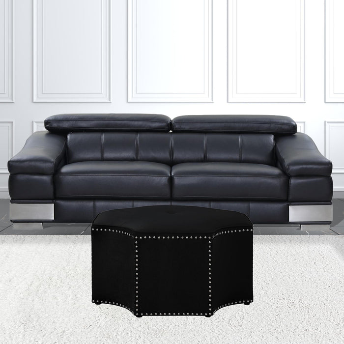 Velvet Specialty Cocktail Ottoman - Black