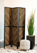 Marlene - Herringbone Pattern 3-Panel Screen - Rustic Tobacco And Black - Simple Home Plus