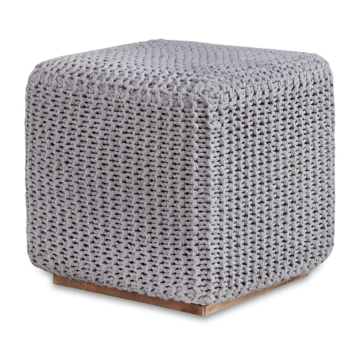 Cotton Blend, Pouf Ottoman - Light Gray