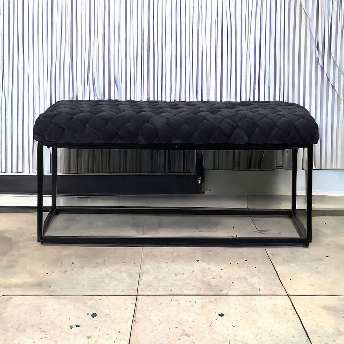 Upholstered Velvet Bench - Black