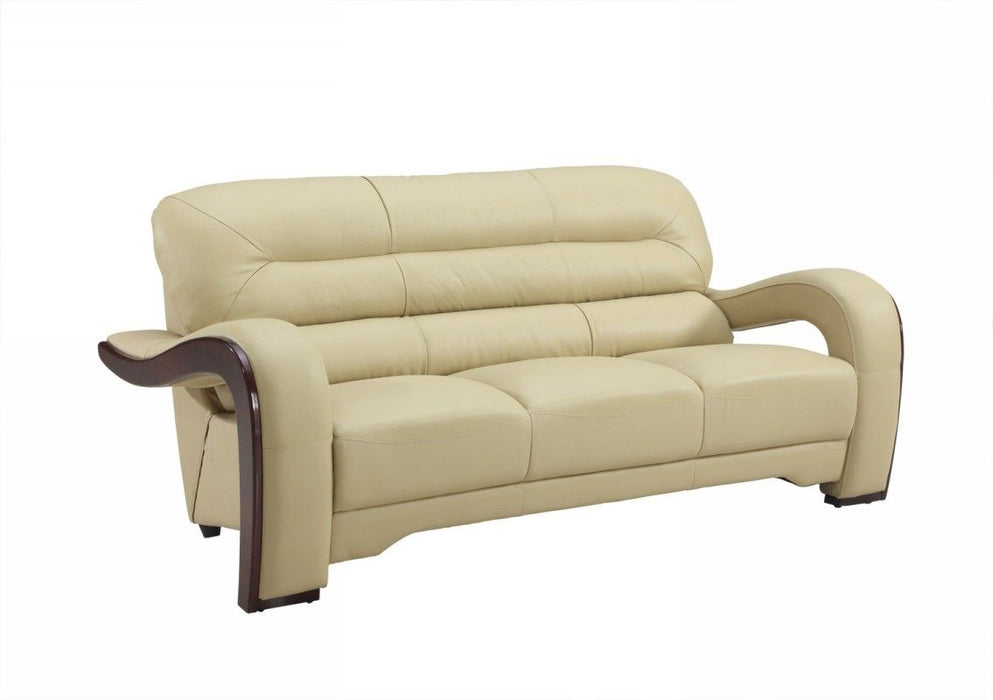 Three Piece Indoor Genuine Leather Six Person Seating Set - Beige