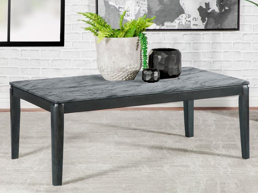 Mozzi - Rectangular Coffee Table Faux Marble - Gray And Black - Simple Home Plus