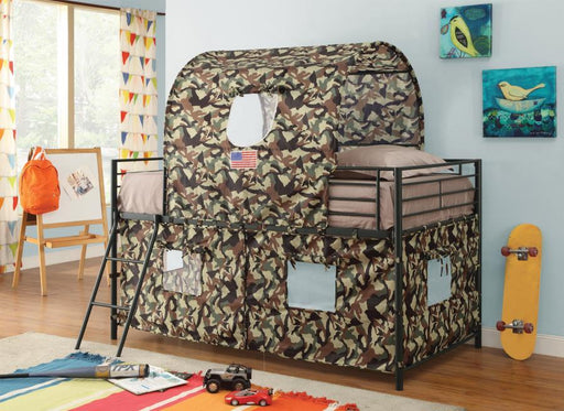 Camouflage - Tent Loft Bed With Ladder - Army Green - Simple Home Plus