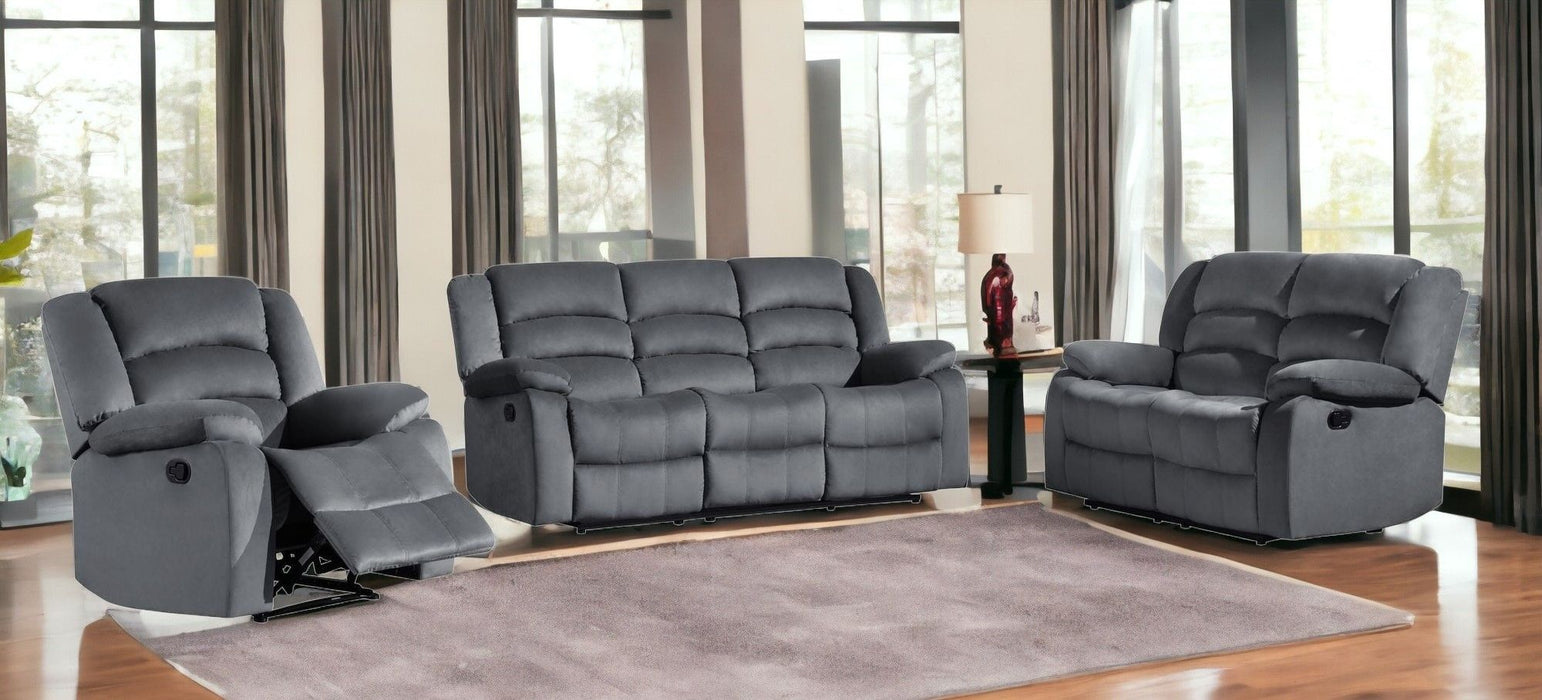 Three Piece Indoor Microsuede Six Person Seating Set - Gray