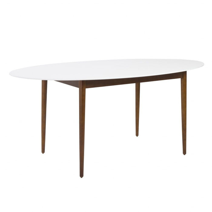 Oval Dining Table - White / Brown