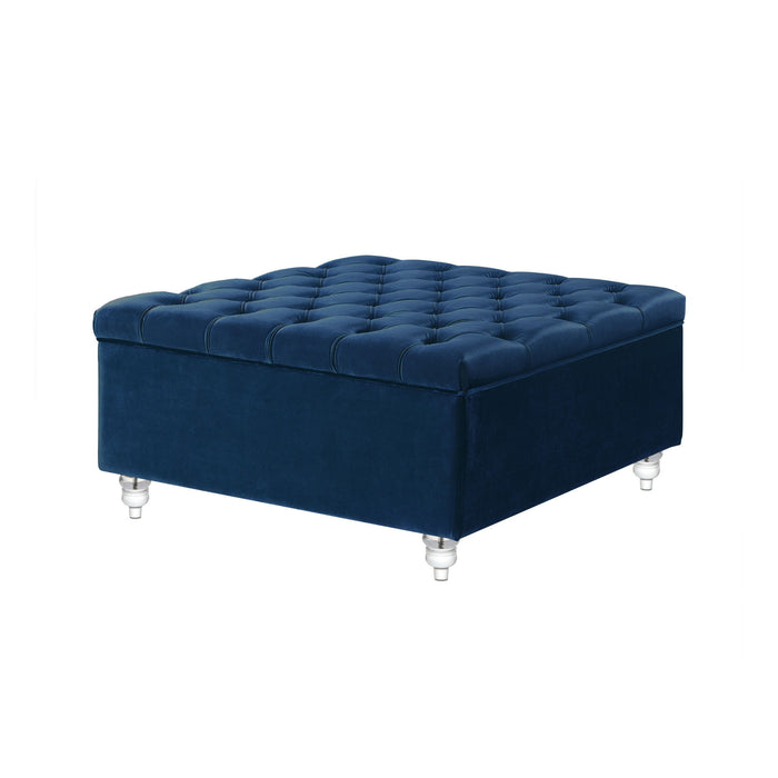 Velvet Tufted Storage - Blue / Clear