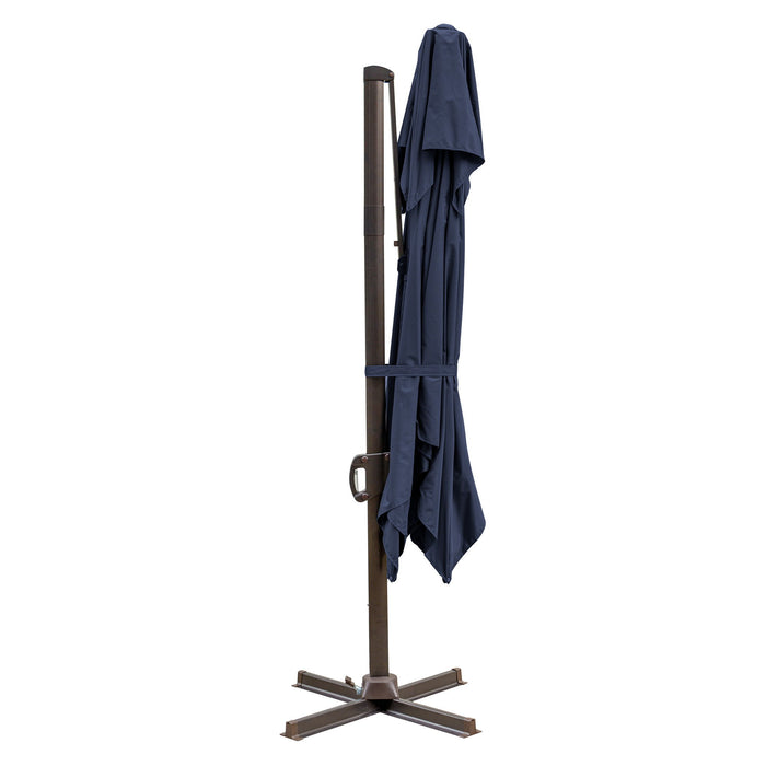 Square, Tilt Cantilever Patio Umbrella With Stand - Navy Blue