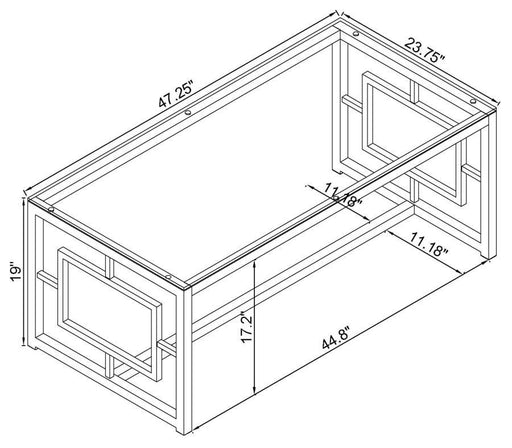 Merced - Rectangle Glass Top Coffee Table - Nickel - Simple Home Plus