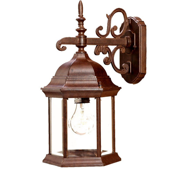 Narrow Domed Hanging Glass Lantern Wall Light - Brown