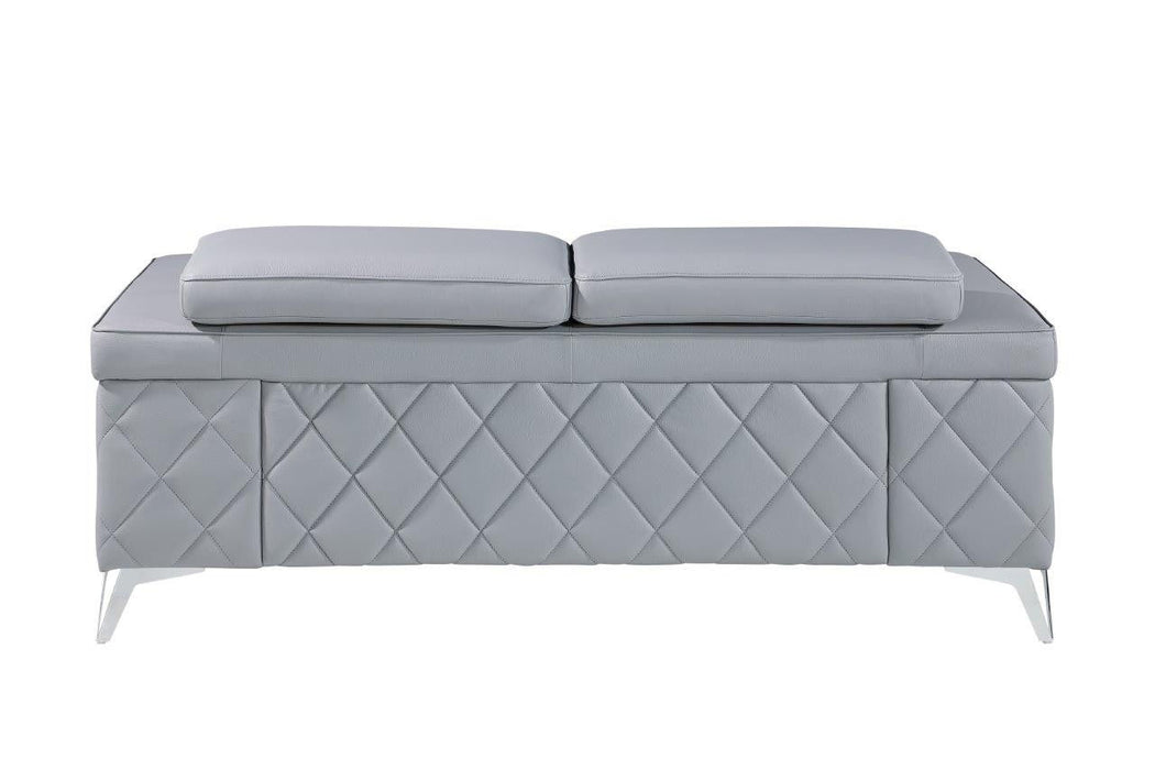 Metallic Leather Loveseat - Light Blue / Silver