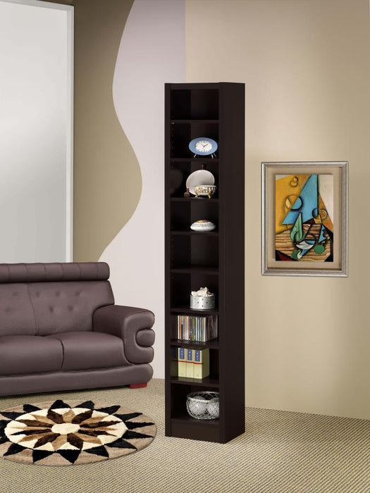 Eliam - Rectangular Bookcase With 2 Fixed Shelves - Cappuccino - Simple Home Plus