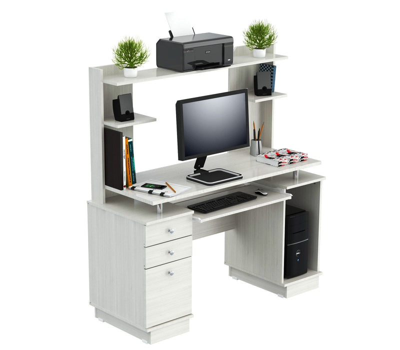 Computer Desk With Three Drawers - White