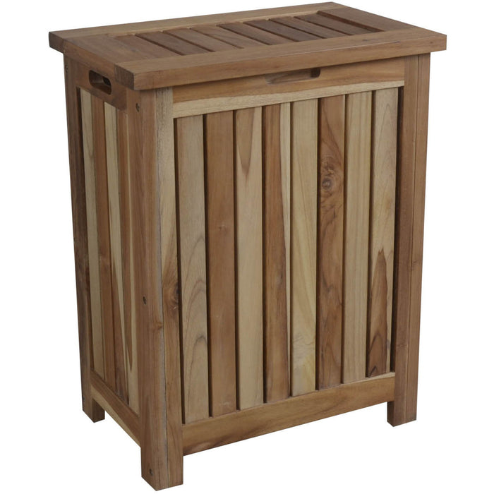 Compact Teak Laundy Storage With Removable Bag - Natural