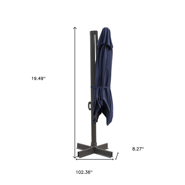 Polyester Square Tilt Cantilever Patio Umbrella With Stand - Navy