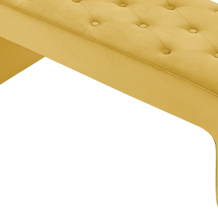 Upholstered Velvet Bench - Yellow