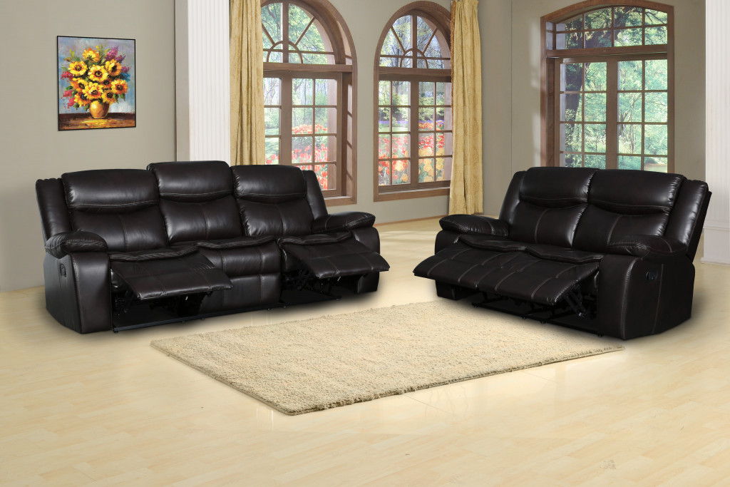 2 Piece Indoor Microsuede Five Person Seating Set - Brown