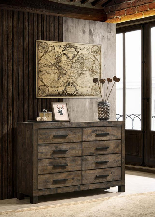 Woodmont - 8-Drawer Dresser - Rustic Golden Brown - Simple Home Plus