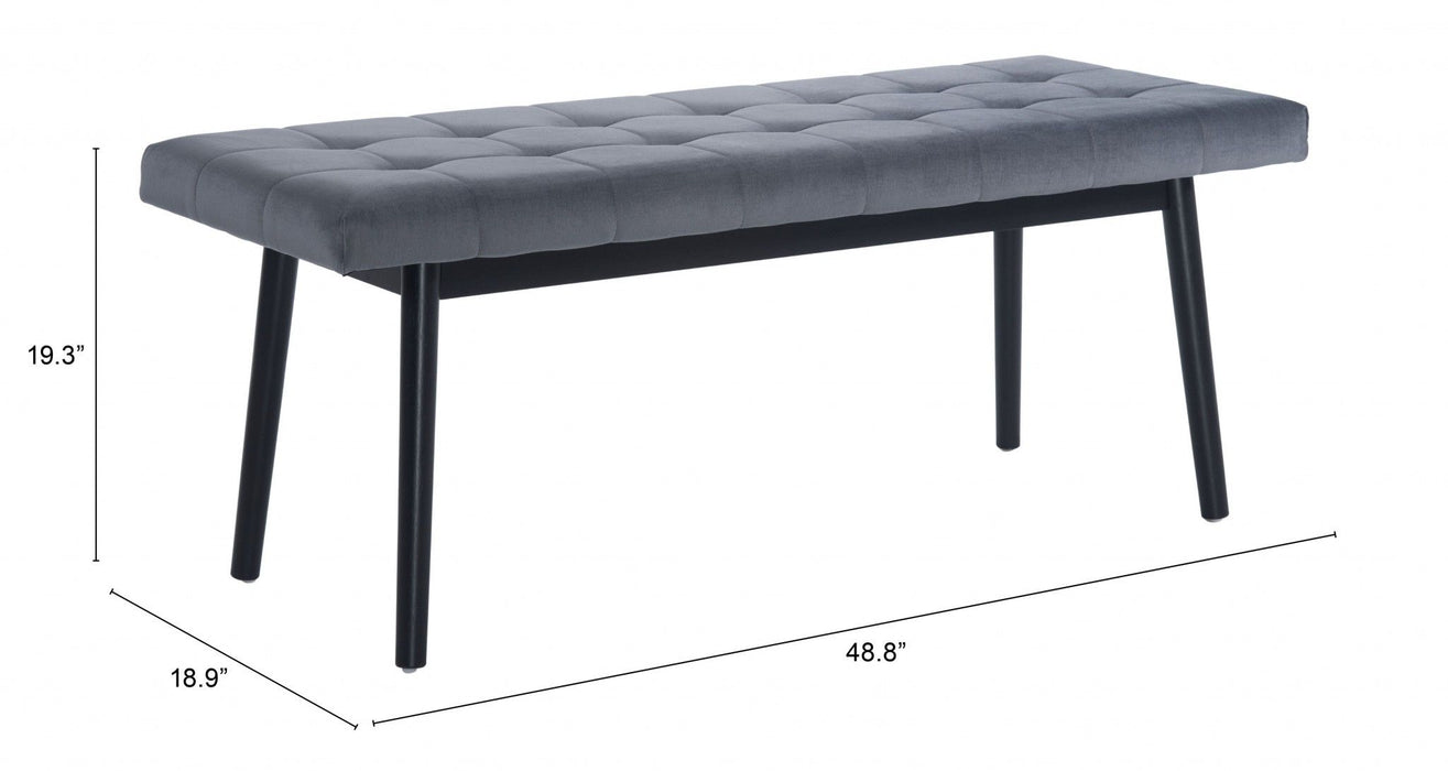 Velvet Upholstered Bench - Black / Gray