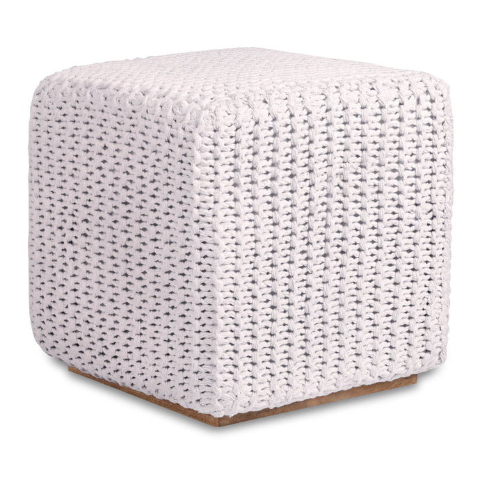 Cotton Blend, Pouf Ottoman - White