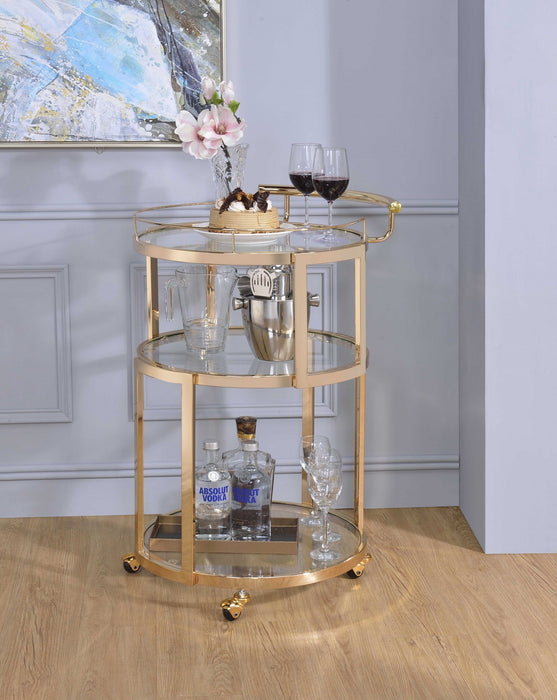 Glass, Serving Cart - Gold / Clear