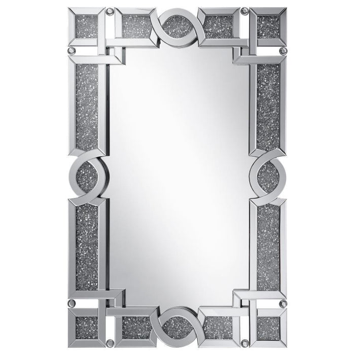 Jackie - Interlocking Wall Mirror With Iridescent Panels And Beads - Silver - Simple Home Plus