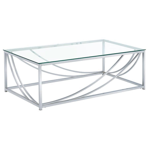 Lille - Glass Top Rectangular Coffee Table Accents - Chrome - Simple Home Plus