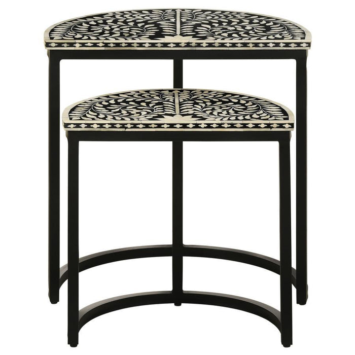 Zakiya - 2 Piece Demilune Nesting Table - Black And White - Simple Home Plus